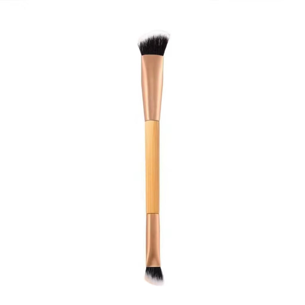 Double-Ended Bamboo Handle Makeup Brush Wooden Stick Eyeshadow Brush Soft Hair Powder Eyeliner Masking Tool for Ordinary People
