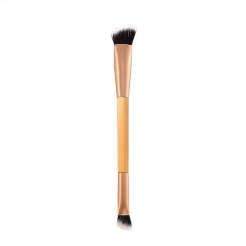 Double-Ended Bamboo Handle Makeup Brush Wooden Stick Eyeshadow Brush Soft Hair Powder Eyeliner Masking Tool for Ordinary People
