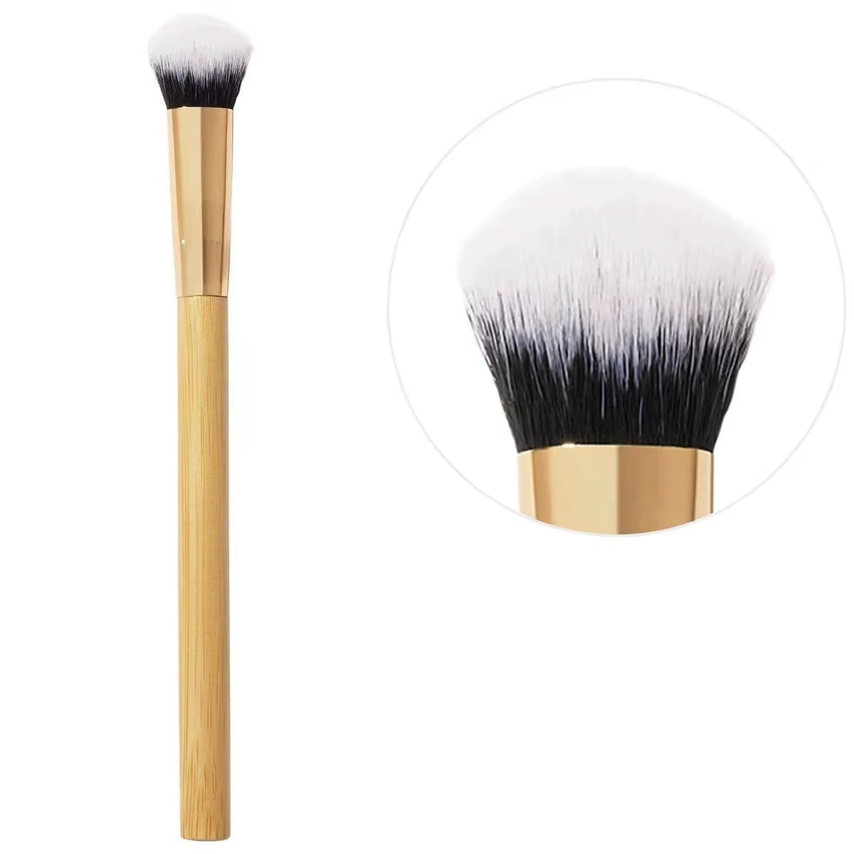 Double-Ended Bamboo Handle Makeup Brush Wooden Stick Eyeshadow Brush Soft Hair Powder Eyeliner Masking Tool for Ordinary People