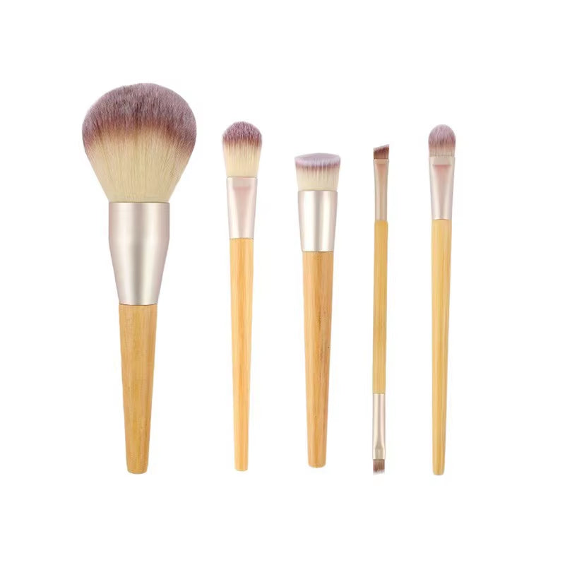 Double-Ended Bamboo Handle Makeup Brush Wooden Stick Eyeshadow Brush Soft Hair Powder Eyeliner Masking Tool for Ordinary People